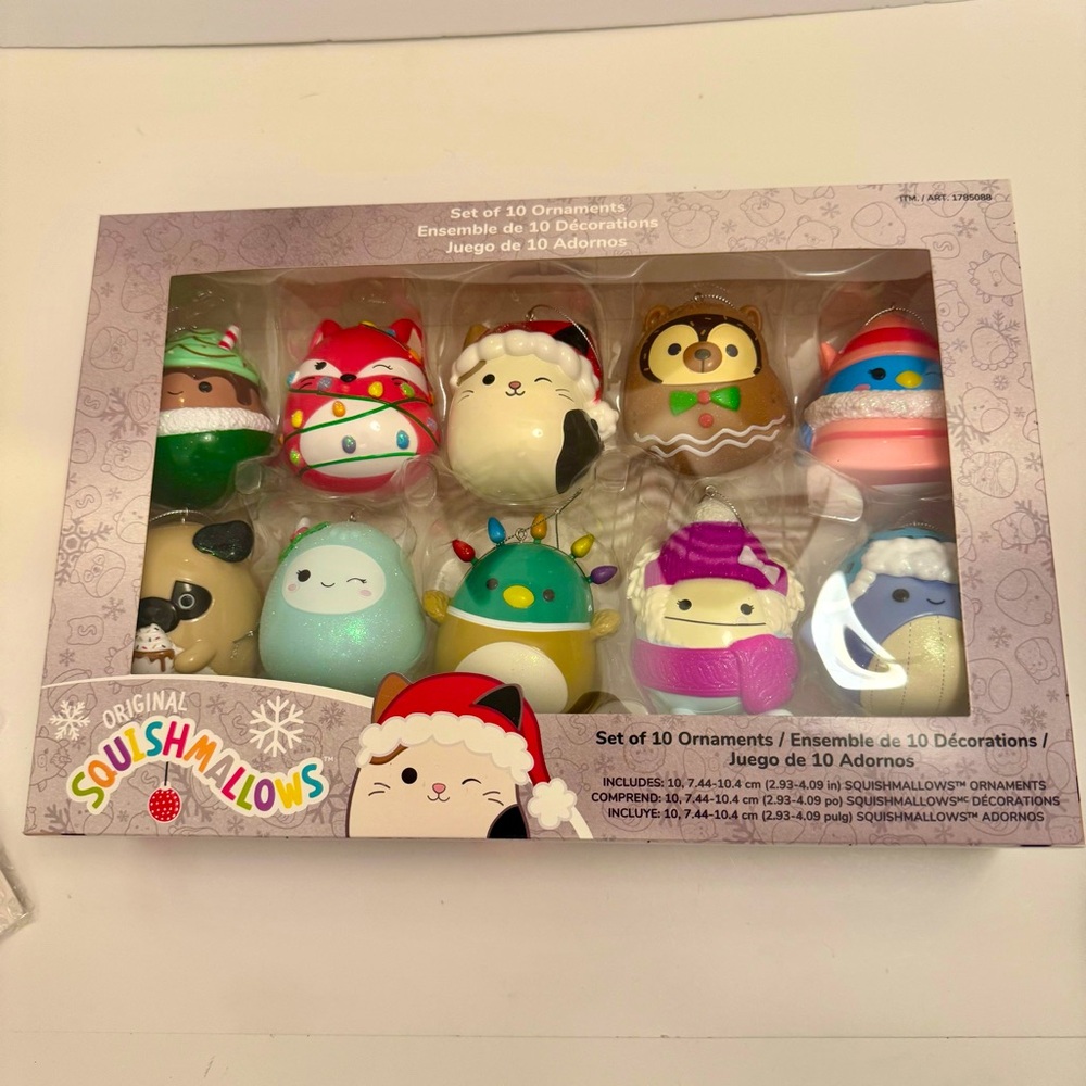 NWT. Original Squishmallows Christmas Tree Ornaments by Kurt Adler, 10 Count.